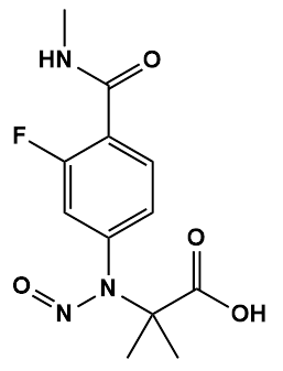 2-((3-fluoro-4-(methylcarbamoyl)phenyl)(nitroso)amino)-2-methylpropanoic acid